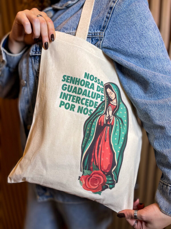 Ecobag Católica Nossa Senhora de Guadalupe Interceda por nós - Imagem 2