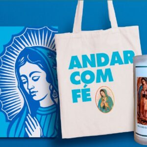 Kit Quaresma - Caderno, Ecobag e Vela Votiva Nossa Senhora de Guadalupe